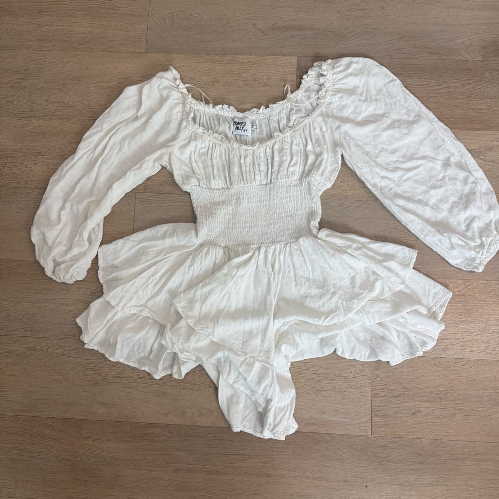 Princess Polly White Off-Shoulder Smocked Romper - size 6